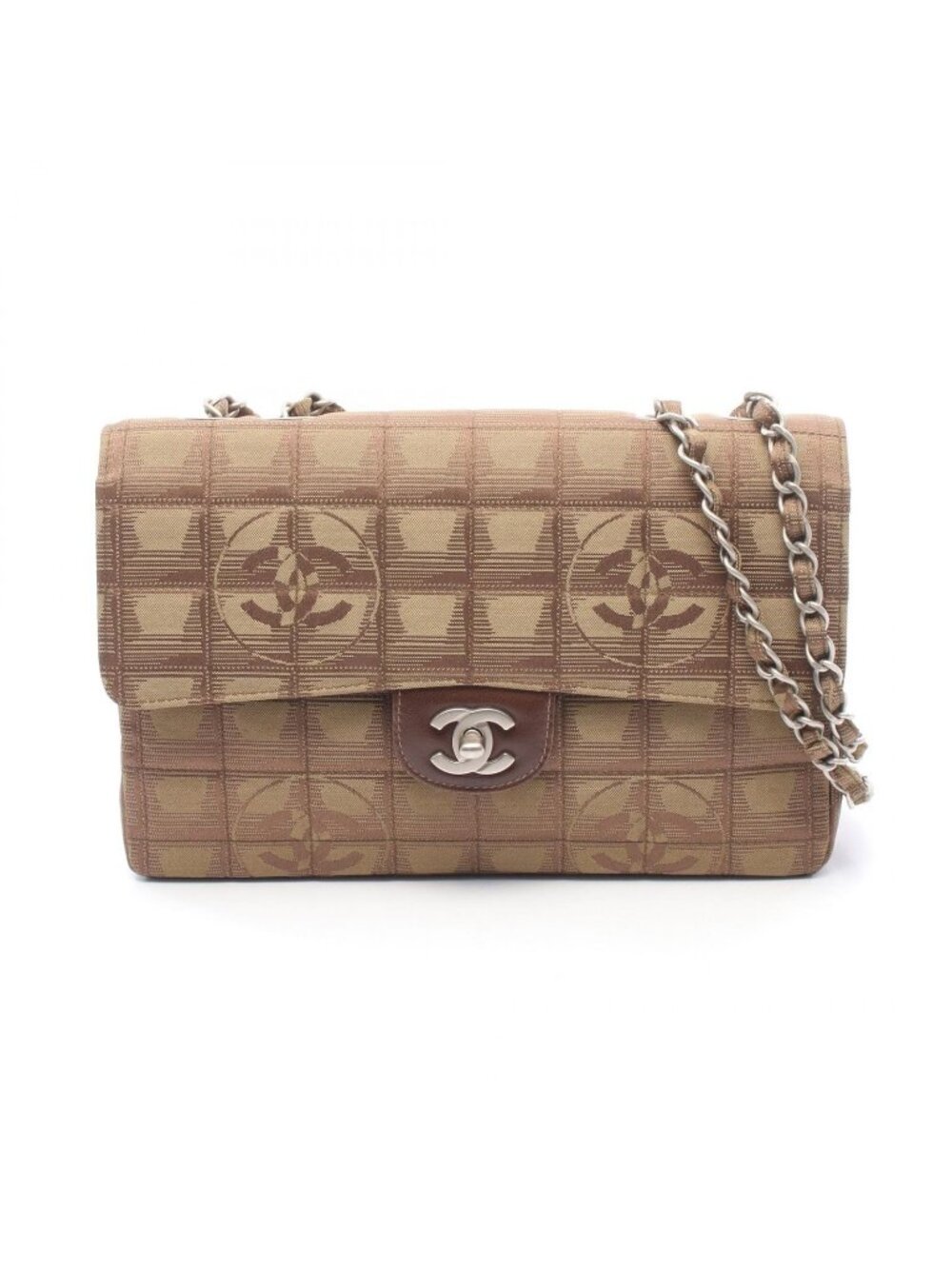 Chanel Shoulder Bag New Travel Line Khaki Leather New Single Flap Chain